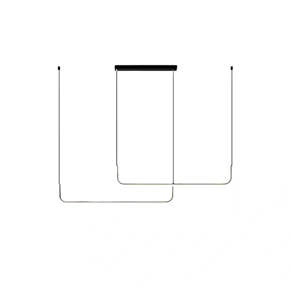 Minimalist Linear Pendant Light – Black/Gold Metal/Acrylic for Dining Room